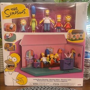 The Simpsons Living Room Diorama Playset - Pink & Yellow